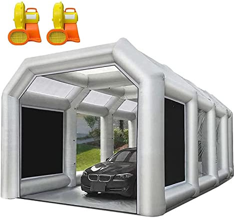 28X15X10FT Inflatable Spray Paint Booth Tent with Upgrade High-Power Blowers 950W+950W, Professional Car Workstation Portable Auto Paint Booth with Filter System