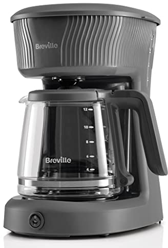 Breville Flow Filter Coffee Machine | 12 Cup Capacity Glass Coffee Jug | Auto Pause and Keep Warm Functions | Slate Grey [VCF139]