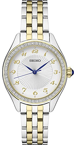 SEIKO SUR392 Automatic Watch for Women - Essentials - Swavorski Crystals - Stainless Steel Two-Tone Gold-Finish Bracelet - 50M Water Resistant