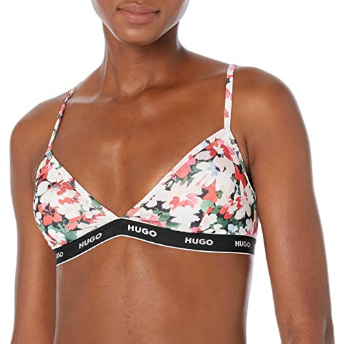 HUGO Damen Modern Cotton Stretch Triangle Bra BH, pink floral, X-Large