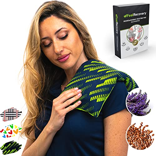 Bouillotte Sèche Graines de Lin - Coussin Chauffant Micro Onde contre Douleur Musculaire (35x18 cm) - Compresse Chauffante de Graines Aromatiques - Housse Lavable, 100% Coton et Odeur de Lavande
