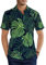 Herren Hemd Tropische Pflanze Dunkelgrüne Monstera Blätter Hawaii Hemd Lässig Kurzarm Sommerhemd für Strand Karneval Party Multicolor XL