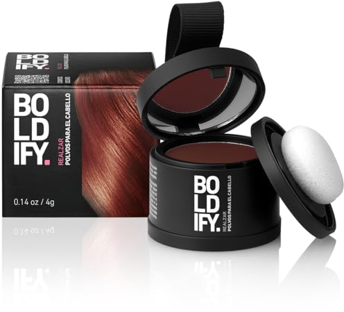 BOLDIFY Retocador de raíces en polvo – Cubre Canas Mujer y Hombre 48 Horas – Maquillaje Capilar Resistente al agua, No Mancha 4g (Cobrizo oscuro)