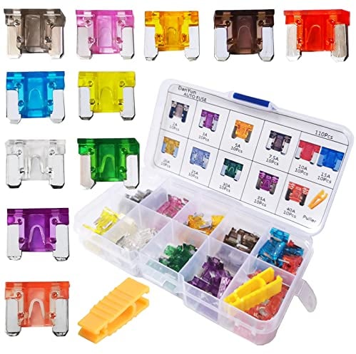 DY.2ten 110 Pcs Auto Sicherungen Set Automotive Sicherungen Micro Flachsicherungen Kfz für PKW/Wohnmobil/LKW/Motorrad 2A/3A/5A/7.5A/10A/15A/20A/25A/30A/35A/40A mit 1 Sicherungszieher