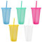 TSLBW Bunte Plastikbecher 5 STK Kunststoffbecher wiederverwendbar mit Deckelstrohhalmen, bunt, bruchsicher, Party-Becher, Trink-Becher, Party-Geschirr, Camping-Geschirr, Kinder