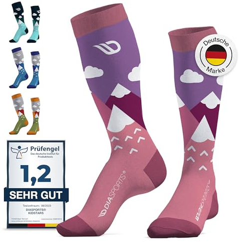 Diasports KIDSTARS Skisocken Kinder aus Merinowolle I Atmungsaktive & super weiche Merino Skisocken I Skistrümpfe Kinder I Skisocken Merino Kinder I Kinder Skisocken I Ski Socken Kind