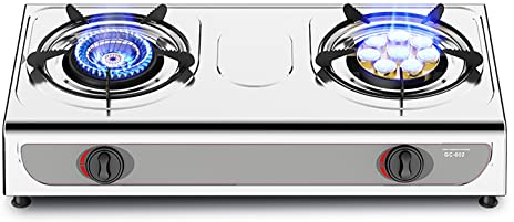 IBOWZ Burners Gas Hob gas hob Portable Camping Gas Stove 2 Burner Wok 5.2kW Lightweight Stainless Steel Cooktop，Cooker With FFD And Cast Iron Pan Supports [Energy Class A] (Color : A, Size : LPG)
