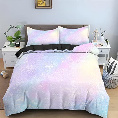 Copripiumino una Piazza e Mezza Colore Lilla Copripiumino Microfibre Ipoallergenico 240x220 Piumino Matrimoniale 4 Stagioni con Cerniera-includere 2 Federe Cuscini(50x75cm)