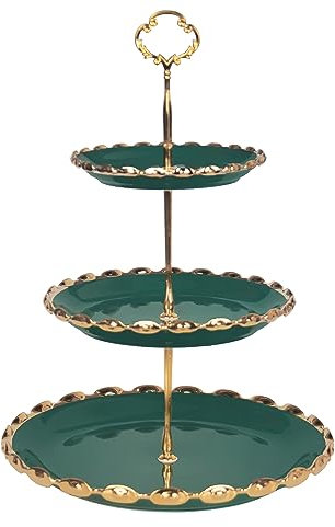 YA JU Kombi-Cupcake-Ständer aus Keramik mit 3 Etagen, Cup Cake Stand Tower mit abgestuftem Serviertablett für Cupcakes,Donuts,Obst und mehr,Candy Bar,Party,Dekoration,bestes Geschenk (Grün)