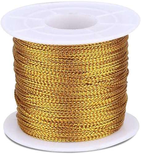 Corda in filo d'oro, 100 m filo d'oro intrecciato con bobina, filo metallico oro per gioielli cordino, filo fai da te e corda da imballaggio, piacevole e attraente