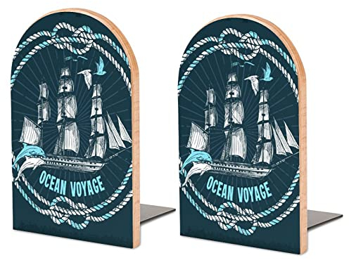 2Er-Pack Buchstütze Meer Boot Dekorative Buchstützen Bücherregal Bücherhalter Für Regale