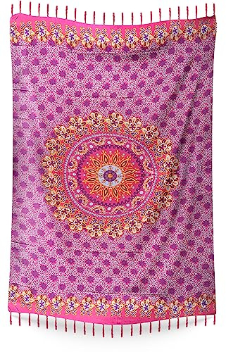 Woru Sarong Mandala, Pareo, Hüfttuch, Wickelrock, Strandtuch (Pink/Rosa)