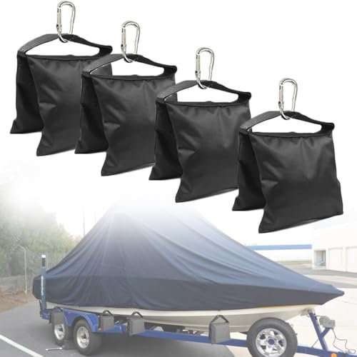 Boat Cover Sand Bag - Marine Grade Mooring Kit Boat Accessories, Windproof Weight Sandbags, Each 10 lbs Capacity, 4 Pcs