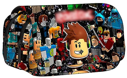 Virtuelle Welt Federmäppchen, Ro-blox Mäppchen Karikatur Pencil Case Großes Federtasche Doppelter Reißverschluss Mäppchen Schüler Stift Organizer Schreibwarenbox Teenager Büro Lieferungen Speicher Beu