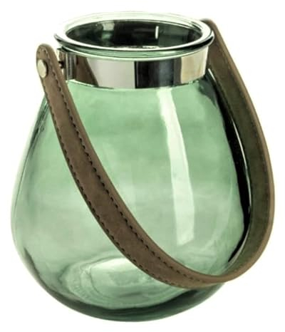 Teelichthalter aus Glas Belly 16cm. Teelichtglas Windlicht Kerzenhalter Kerzenglas Tischdeko für Zuhause (Grün)