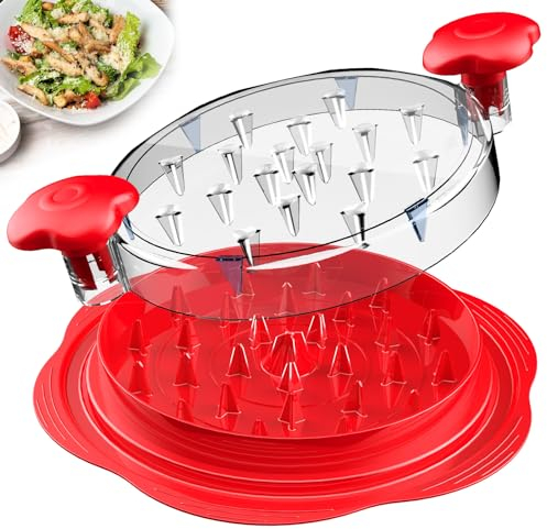 Chicken Shredder Large Chicken Breast Shredder Tool Twister with Brush&Fork, Visible Meat Shredder Machine, Anti-Slip Strip, Ergonomic Handle, BPA Free, Suitable for Pork Beef Chicken(Red)