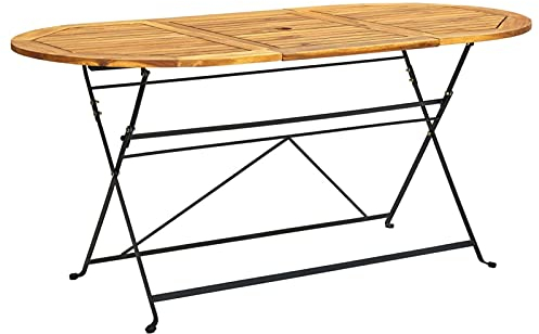 GuyAna Gartentisch 160x85x74 cm Akazie Massivholz Oval Buffettisch Balkontisch Klein