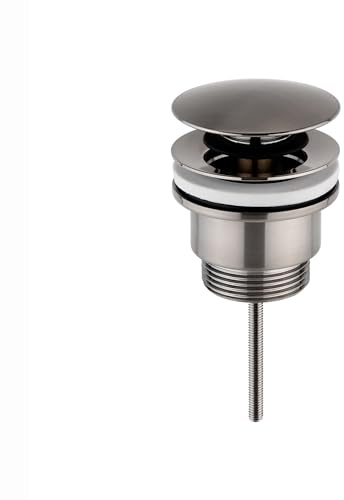 ENKI W73 Basin Waste, Gunmetal, Pop Up | Pop-Up Click Clack, Overflow, Slotted, Pop Up Plug, Easy Clean, Bathroom