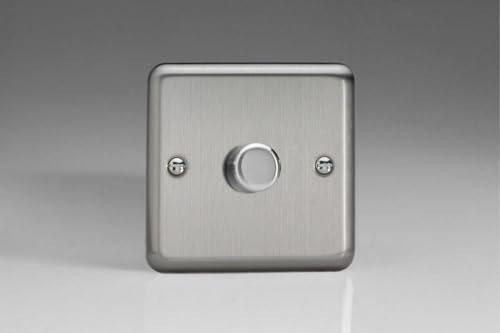 Varilight Single V-Pro Smart Wi-Fi Dimmer 1 x 120W LED - Value Matt Chrome With Brushed Steel Knob