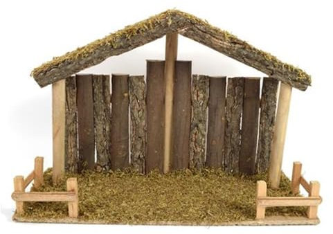 Presepe Capanna nascita di Gesu' vuota in legno da riporci pastorelli nativita' grotta rifugio
