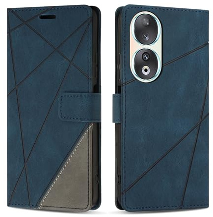 SONWO Coque pour Honor 90, Protection Housse Etui en Cuir PU Portefeuille avec Emplacements Cartes et Fonction Support pour Honor 90, Bleu