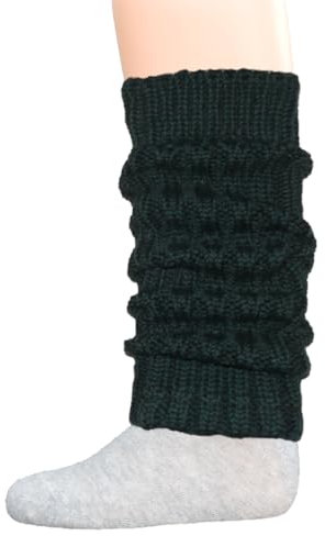 Hirsch Natur, Merino Kinder Beinstulpen Grobstrick, 100% Schurwolle (kbT) (Tanne)