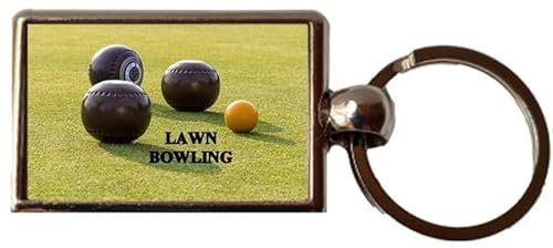 Lawn Bowling Bowls Sport Oblong Luxury Double Sided Metal Keyring And Gift Bag