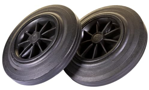 8 Heavy-Duty Universal Wheelie Bin Wheels Twin Pack - Robust Rubber For Most Bins - 200mm, 22.5mm Hub Bore by GreenGrove