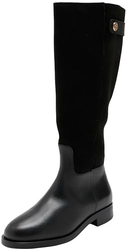 Tommy Hilfiger TH Stud Leather Mix Long Boot Fw0fw08341, Stivali Alti Donna