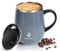 Ideus 16 oz Insulated Coffee Mug with Handle and Lid, Double Wall Stainless Steel Vacuum Insulated Tumbler Cup, Travel Coffee Cup Thermal Cup for Home Office (Leopard Gray)