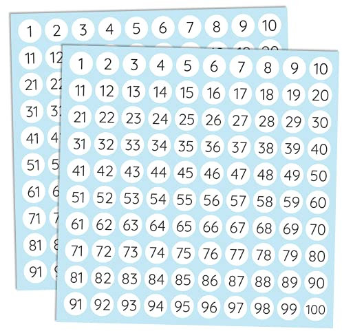 75 Blatt - 1-100 Zahlen Nummern Aufkleber Sticker Klebezahlen - 10mm, 7500 Stück
