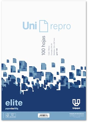 UNIPAPEL Packung mit 100 Blatt A4, glatt, 100 g, super starkes Papier für hochwertige und langlebige Drucke in Büros, Schulen und Zuhause.