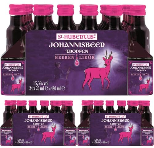 St. Hubertus Tropfen Johannisbeer Likör Beeren Likör 72 Flasche x 20 Milliliter + Pufai