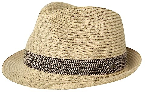 Comhats Herren Strohhut Trilby für Sommer, Sonnenschutz - Faltbarer Panama Hut, Fedora für Strand, Festival - Rollbar & Stilvoll Groß L Beige-Schwarz