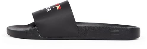 Tommy Hilfiger Chanclas Hombre Flags con logotipo, Negro (Black), 42