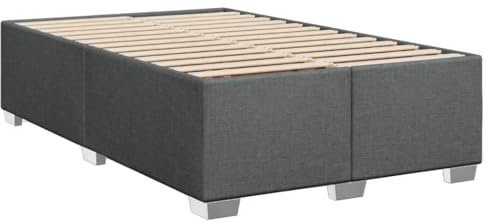 vidaXL Bettgestell, Bett mit Bettfüße Lattenrost, Polsterbett für Schlafzimmer, Doppelbett Bettrahmen, Modern, Dunkelgrau 120x190cm Stoff