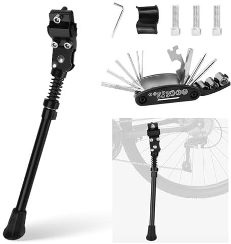 Ninonly Fahrradständer 16-26 Zoll mit 16-in-1 Fahrrad Multitool Notfallset Universal Fahrradständer Mountainbike Höhenverstellbarer mit Löchern und rutschfeste Gummifüße für Montainbike, Trekkingrad