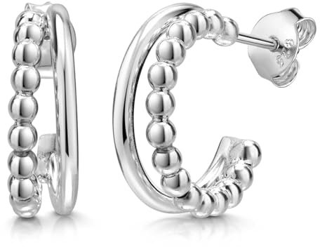 MATERIA by Matthias Wagner Doppel Creolen Silber 925 Halbcreolen Ohrstecker Kugeln SO-325