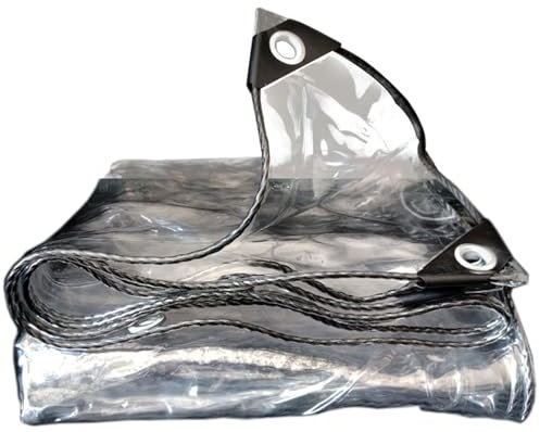 Plane Transparent mit Ösen 1x1m, wasserdichte Durchsichtig Abdeckplane PVC Kunststoffplane 600g/m², LKW Plane Durchsichtig, für Pavillon, Balkon, Balkonmöbel, Gartenmöbel