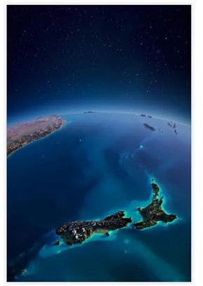 Reliefkarte, Neuseeland-Poster, Leinwand, Poster, Schlafzimmer, Dekoration, Landschaft, Büro, Raumdekoration, Geschenk, ungerahmt: 30 x 45 cm