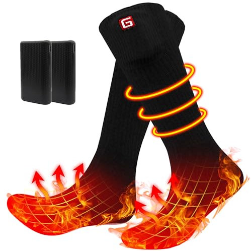 2024 Svpro Beheizte Socken,Wiederaufladbare Heizsocken mit 2x4000mAh Akku,Elektrisch beheizbare Socken für Männer Frauen,Fußwärmer Socken mit 3 Temperaturregelungen