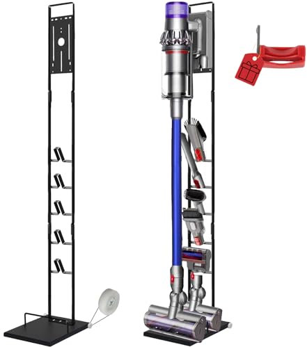 Lasvea Soporte para aspiradora compatible con Dyson V15 V11 V10 V8 V7 V6 con ruedas, soporte de metal de base pesada, soporte de almacenamiento para aspiradoras inalámbricas Dyson y accesorios y