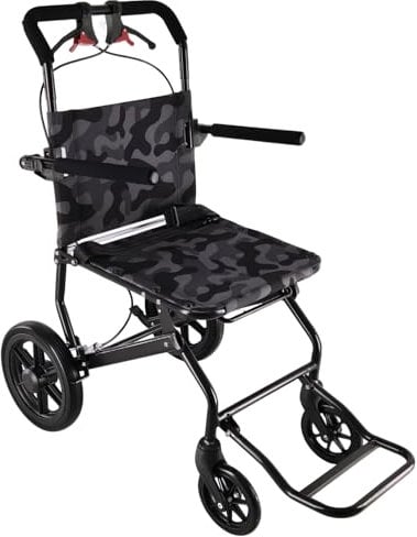 NOMIGO Leichter Rollstuhl für Erwachsene, kompakter Rollstuhl mit abnehmbaren Fußstützen, faltbarer Transit-Reiserollstuhl, Netz, Traglast nur 9 kg Schwarz