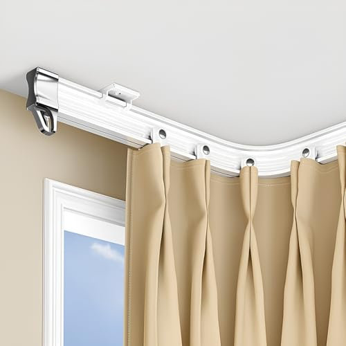 Gebogene Vorhangschiene, Flexibel, Biegsam, Vorhangschienensystem, Decken- Oder Wandmontage, Gardinenschiene Für Erkerfenster, Wohnmobil-Raumteiler(Ceiling,1.1m/3.6ft)