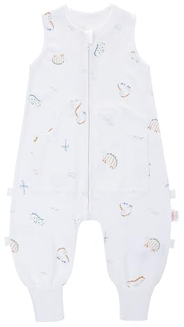 LAT Toddler Sleep Sack with Fee 0.5 Tog,Unisex Cotton Baby Sleeping Bag with Legs,All Season Sleeveless Sleep Sack with Pockets For Girls & Boys，100% Cotton,2-Way Zipper(Yellow Dinosaur,2-4Years)