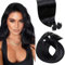 LaaVoo Schwarz Echthaar Extensions mit Keratin Bondings Invisible Extensions Echthaar Bondings 50cm #1 Schwarz Bonding Extensions Echthaar U Tip Pre Bonded 1g/s 100G