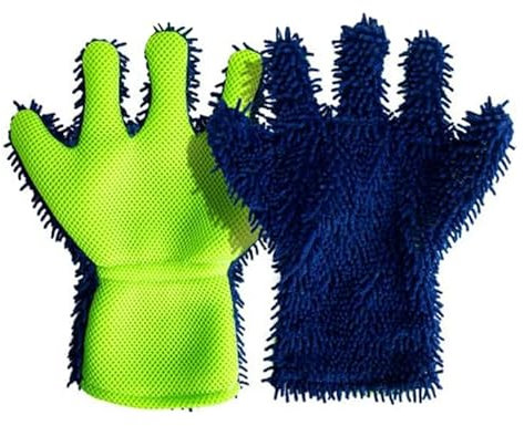 YEAMLTE Gant de Nettoyage, 1 Paire Gant Lavage Voiture Chenille, Gants de Nettoyage de Piscine, Gants De Lavage Auto Doigt, pour la Piscine, la Baignoire, la Voiture, Les Multifonctions de Cuisine