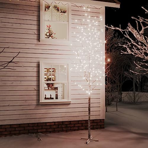 Betulla Bianca con LED Bianco Caldo 672 LED 400 cm Alberi di natale artificiali