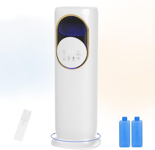 Air Conditioner, Portable Air Cooler, Fan Heater and Cooler, Cooling Fan with Air Humidifier, 4L Water Tank, 3 Wind Speeds, 2 Ice Packs Evaporative Air Cooler for Bedroom, Home (01)