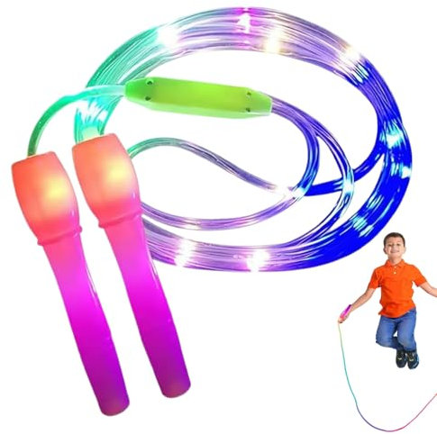 Corde à Sauter - Corde à Sauter Lumineuse LED Multicolore - Équipement Antichoc Multicolore Adultes Intérieur Extérieur